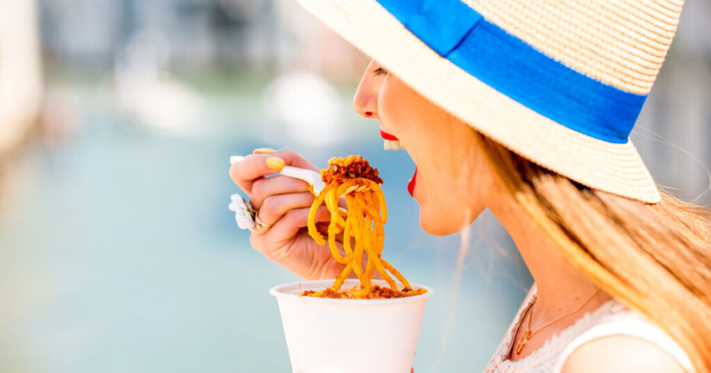 Italian food, Noodles in Venice.