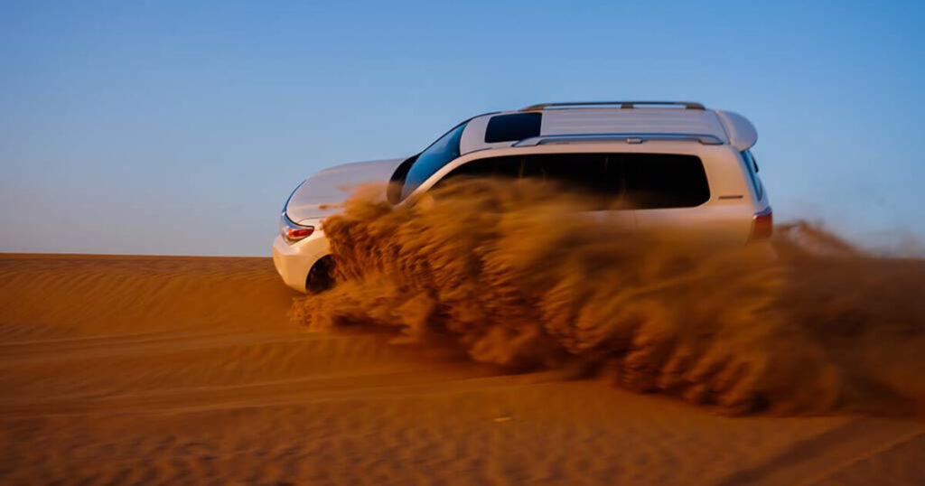 desert Ferrari tour, a car in desert.