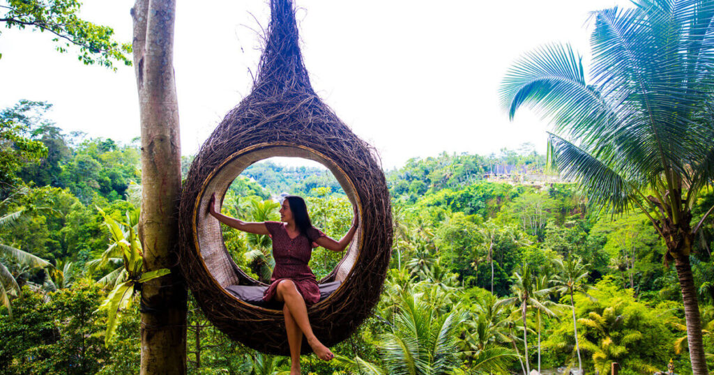 nature beauty in Bali, wooden swing, big tree in Indonesia, 10 budget-friendly honeymoon destinations in Asia, time in Bali, Bali vacation.